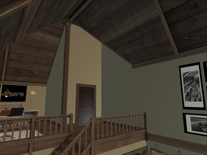 Log Home - Grand View - upstairs bathroom wall