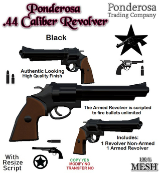 Second Life Marketplace - Ponderosa .44 Caliber Revolver - Black