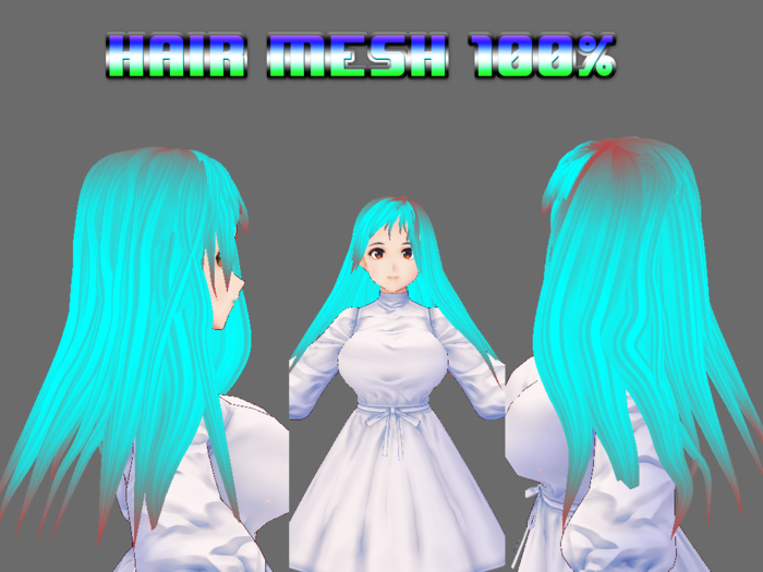HAIR TURQUOISE LONG MESH COMPLETE