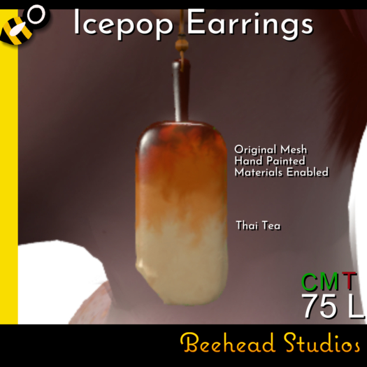 [Beehead Studios] Thai Tea Icepop Earrings