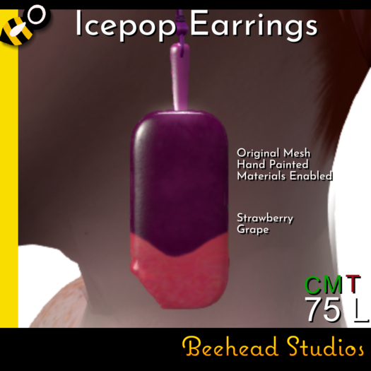 [Beehead Studios] Strawberry Grape Icepop Earrings