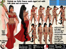 Undress me belly dancer red outfit mesh rigged, hair rigged, arabic dance and sound ,menu-request,access-auto strip