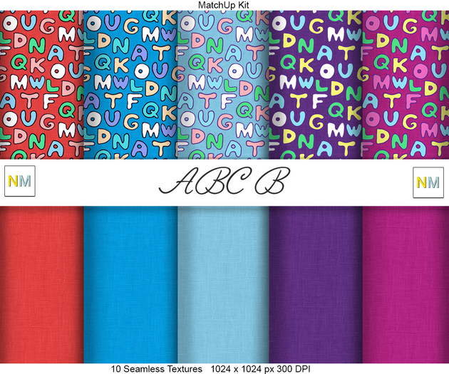 ABC Set B Matchup Kit 10 Seamless Textures NM