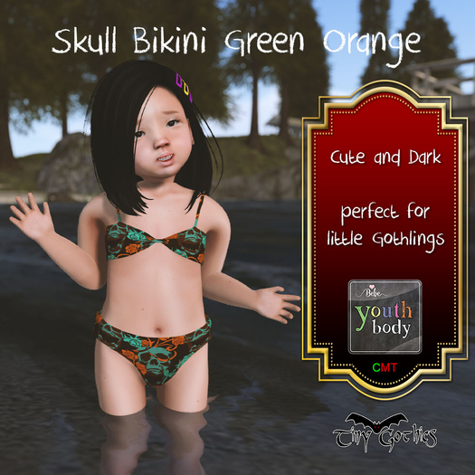 Tiny Gothics Youth Bikini Green Orange