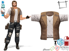 Dae Obj FBX Fur Inline Brown Leather Vest With Cool White TShirt With Army Tag Necklace Slink Male