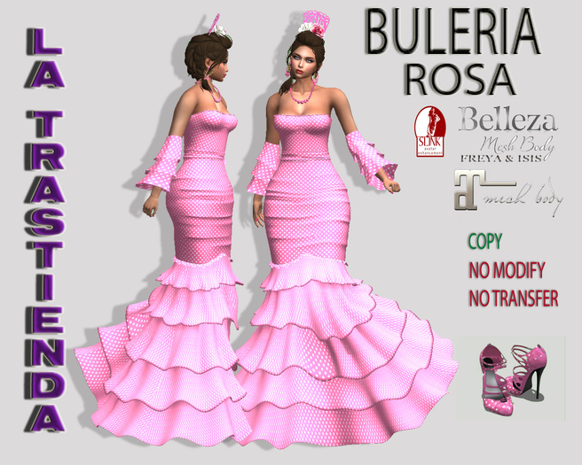 (XR)VESTIDO FLAMENCA BULERIA ROSA