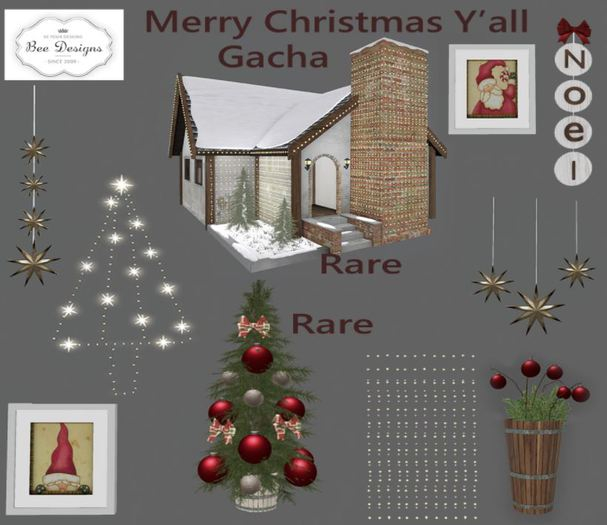 Bee Designs Merry Christmas Y'all gacha Cottage RARE