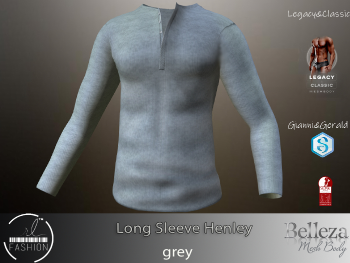Long Sleeve Henley Grey