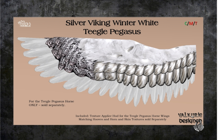 Valkyrie Designed Teegle Pegasus Silvr Viking WW Wings Applier