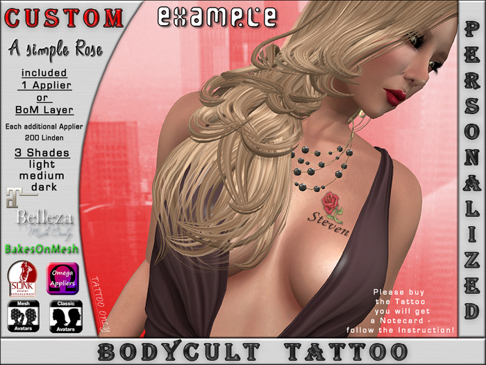 BodyCult Custom Tattoo UNISEX - A simple Rose 