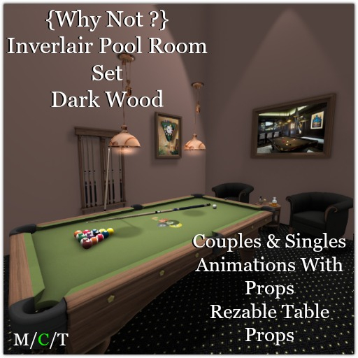 {Why Not } Inverlair Pool Room Set Dark Wood-Boxed