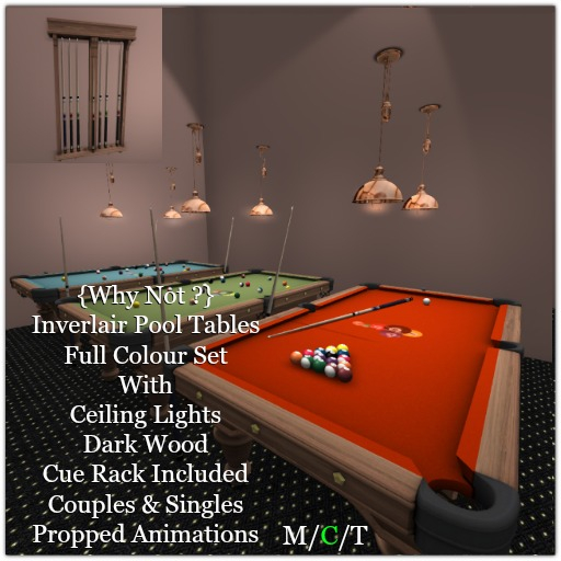 {Why Not ?} Inverlair Pool Tables-Red-Blue-Green-DW-Boxed