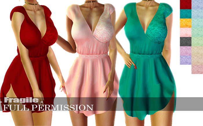 .Fragile. 15 Full Perm Textures for MI963845 Short Hem Dress