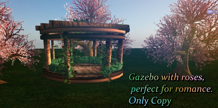 Gazebo with roses, perfect for romance. Only Copy   with trees