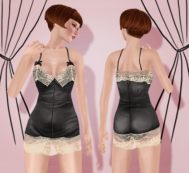 Second Life Marketplace - (Ooh LaLa!) Lacey Slip - Black