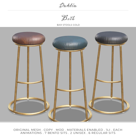 Dahlia - Beth - Stools - Gold 