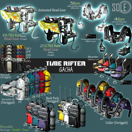 :::SOLE::: TIME RIFTER Collar-N Protec (Bk set),4 RARE