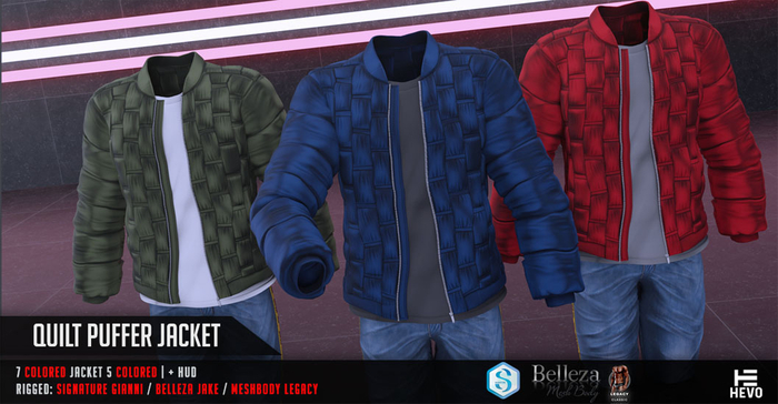 HEVO - Quilt Puffer Jacket Blue B.