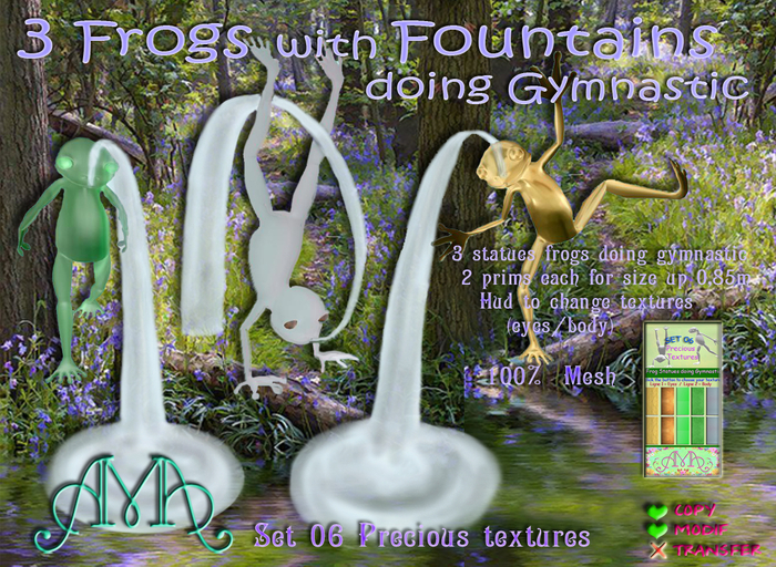 Set 06- Statues Frogs Gymnastic+ Fountains(mesh) PreciousTextu