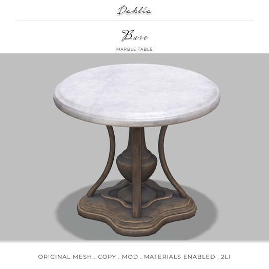 Dahlia - Bare - Marble Table