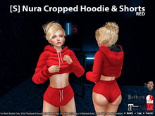 [S] Nura Cropped Hoodie & Shorts Red