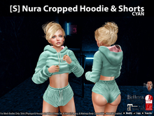 [S] Nura Cropped Hoodie & Shorts Cyan