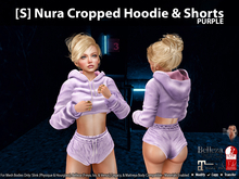 [S] Nura Cropped Hoodie & Shorts Purple