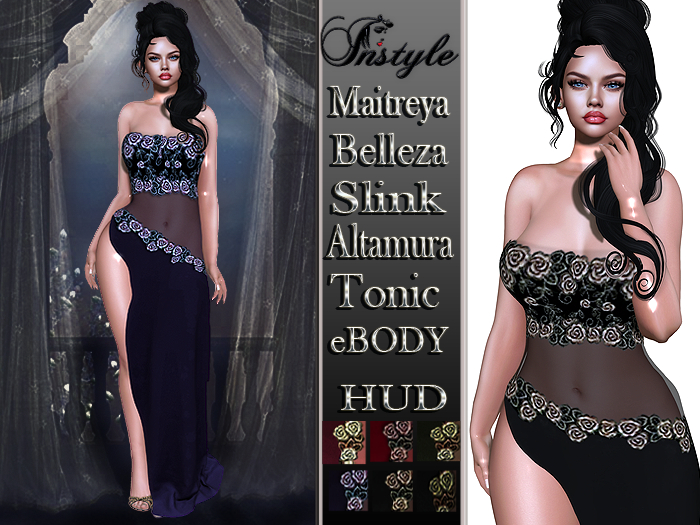 InStyl-Evening dress HUD color +dress shine as a GIFT (Slink, Maitreya,Belleza/Isis - Freya Altamura, eBODY Tonic - Curv
