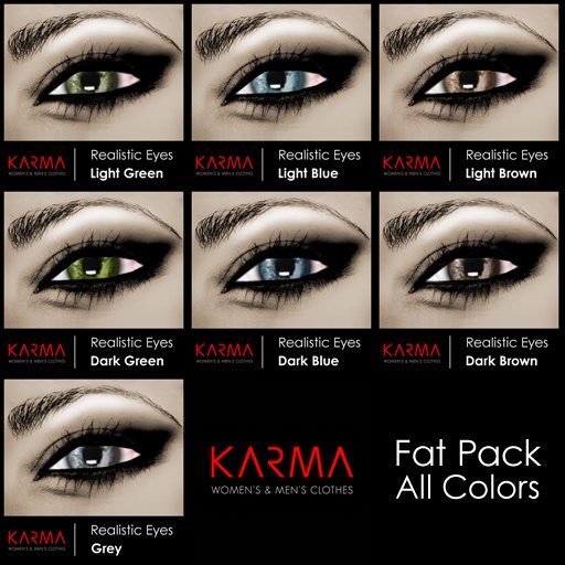 Karma - Realistic Eyes Unisex Fat Pack - 7 Colors