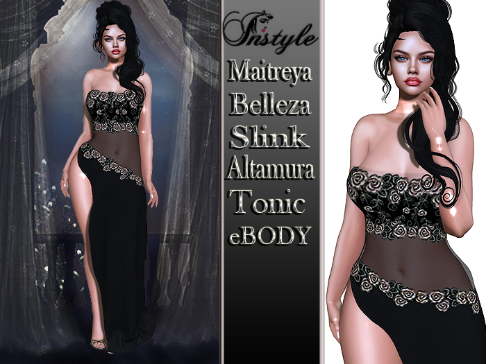 InStyl-Evening dress v1+dress shine as a GIFT ( Slink, Maitreya,Belleza/Isis - Freya Altamura, eBODY Tonic - Curvy Beaut