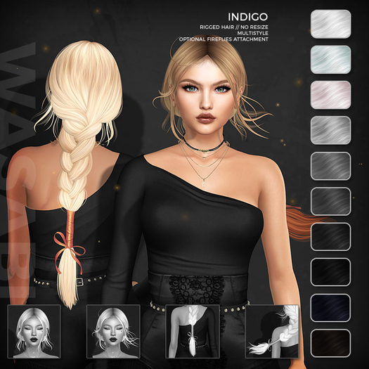 Wasabi // Indigo Mesh Hair - B&W