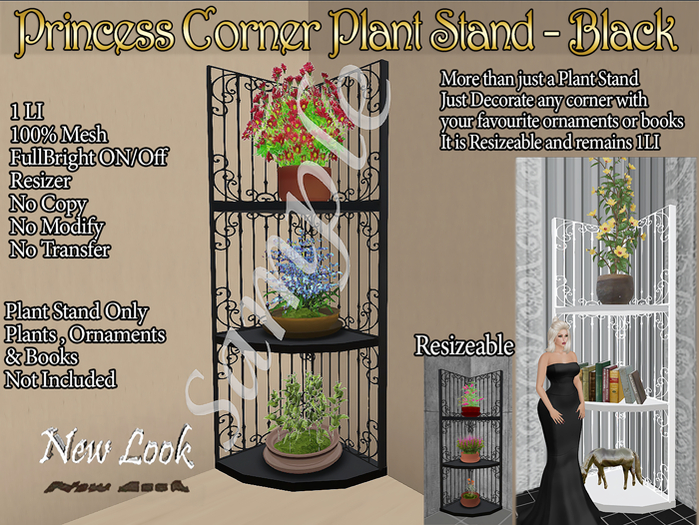 Princess Corner Plant Stand 100% Mesh - Black box