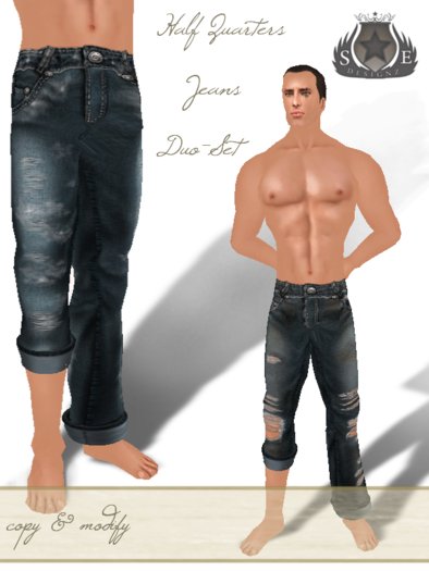 [SE*Designz] Jeans blue half Quarters Duoset