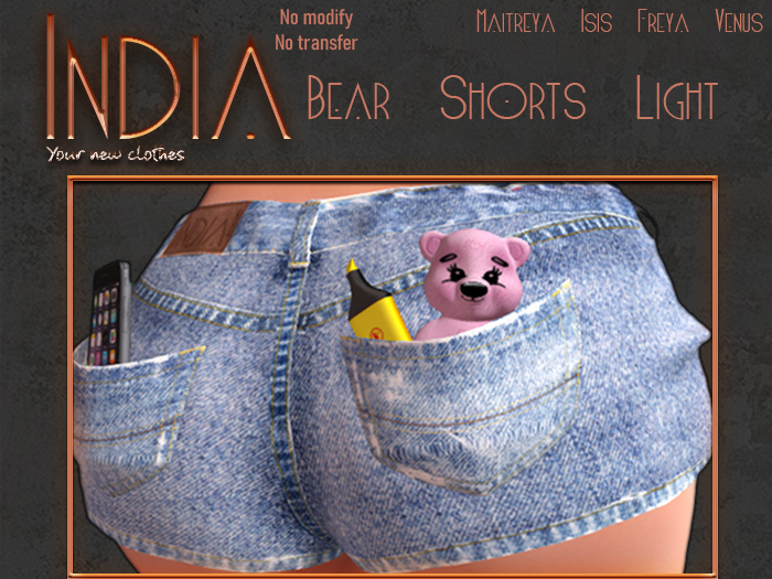 ## India ## Bear Shorts - Light Blue