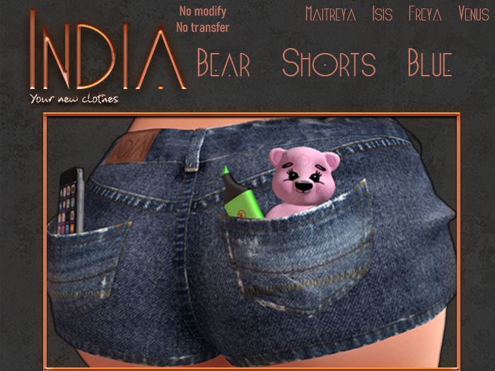 ## India ## Bear Shorts - Blue