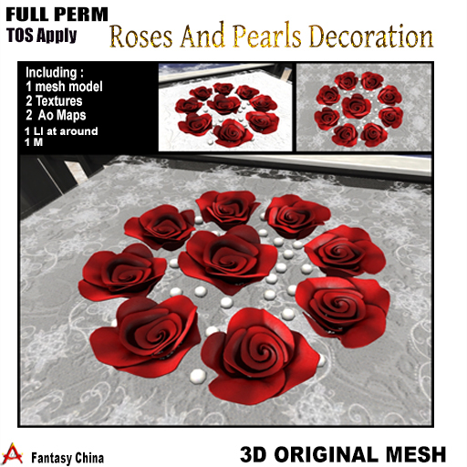 Full Perm Roses And Pearls Decoration