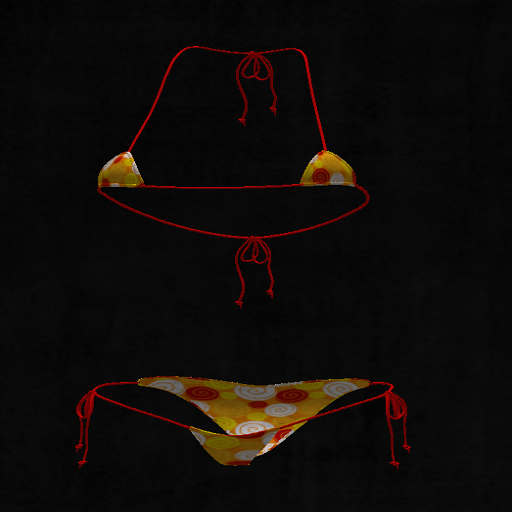 String Bikini- Maitreya Red&Orange Swirl