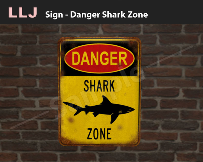 LLJ Sign Danger Shark Zone