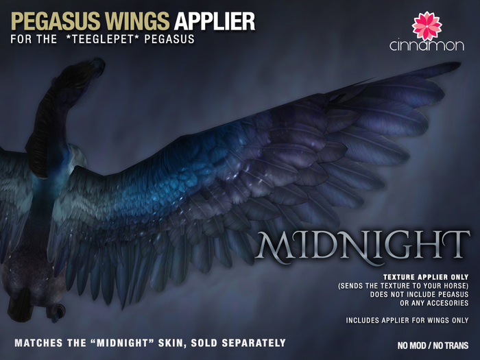 *CINNAMON* Teegle Pegasus Wings - Midnight