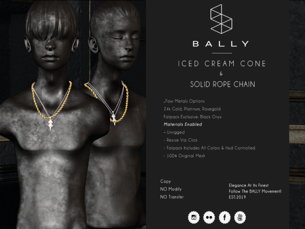 'BALLY' Iced Cream Cone + Solid Rope Chain Rosegold