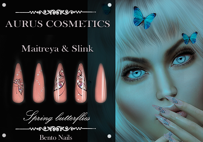 A U R U S -  Spring butterflies Bento Nails -Maitreya & Slink