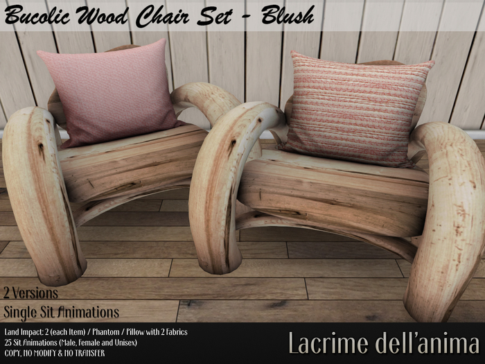 (BOX) Bucolic Wood Chair Set - Blush