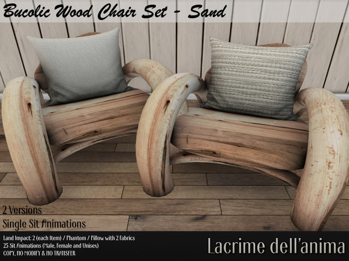 (BOX) Bucolic Wood Chair Set - Sand