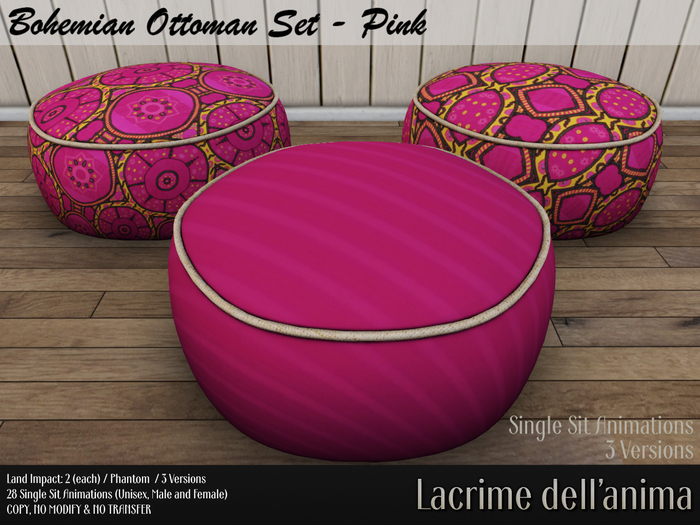 Bohemian Ottoman Set - Pink