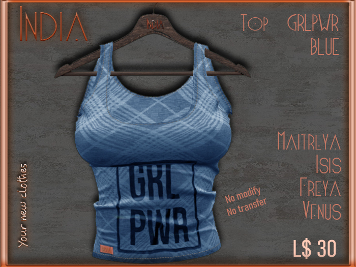 *** India *** - GRLPWR - Top Blue