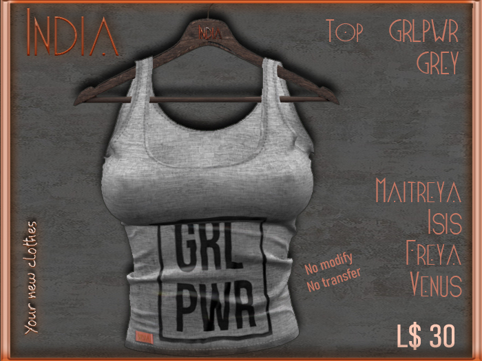 *** India *** - GRLPWR - Top Grey