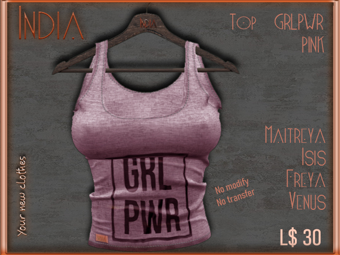 *** India *** - GRLPWR - Top Pink
