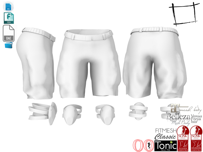 Dae Obj FBX For Women's Cargo Shorts With Knee Pads Slink, Maitreya, Belleza, Tonic, Ocacin Standard