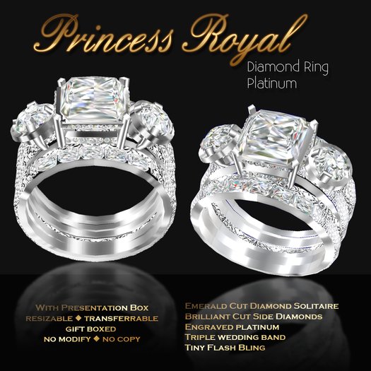 Exquisite Princess Royal Platinum Wedding Ring 