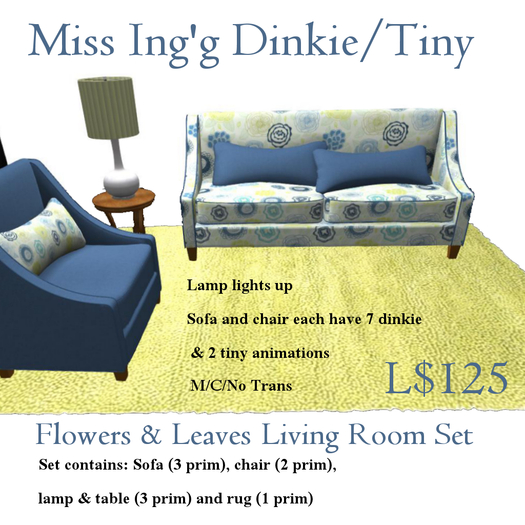 Miss Ing's DT FLowers & Leaves Living Room Set